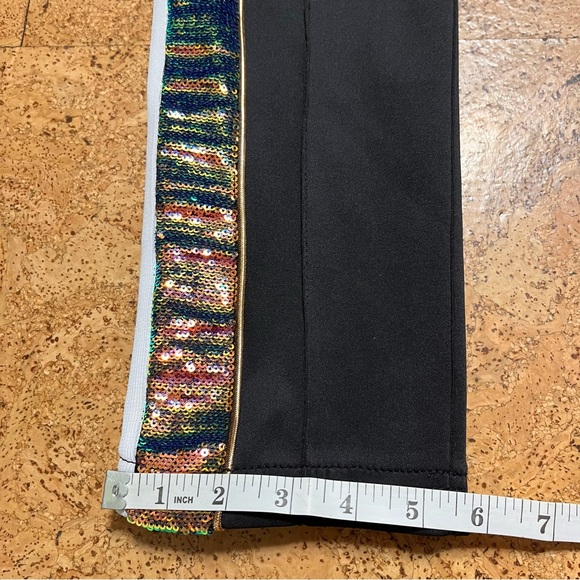 Pam & Gela Wm's Sequined Stripe Crop Track Pant NWT In Black Sz O/XS - Picture 15 of 16